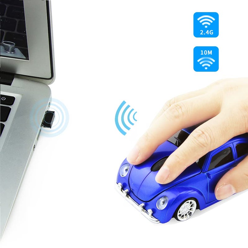 elec Space Usbkingdom 2.4GHz Wireless Mouse Cool 3D Sport Car Shaped Ergonomic Optical Cordless Mice with USB Receiver for PC Laptop Computer Notebook 1600DPI Blue - Image 2